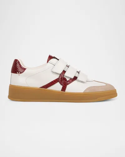 Veronica Beard Reagan Velcro Sneaker In White/wine