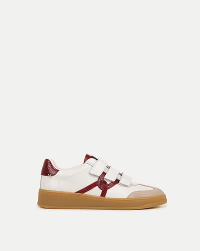 Veronica Beard Reagan Velcro Sneaker In White/wine