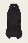 Veronica Beard Regina Sleeveless Button-down Shirt In Black