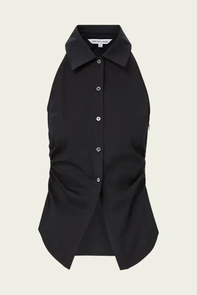 Veronica Beard Regina Sleeveless Button-down Shirt In Black
