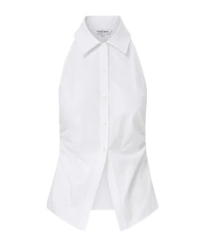 Veronica Beard Regina Sleeveless Button-down Shirt In White