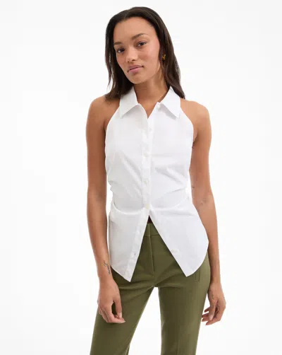 Veronica Beard Regina Sleeveless Button-down Shirt In White