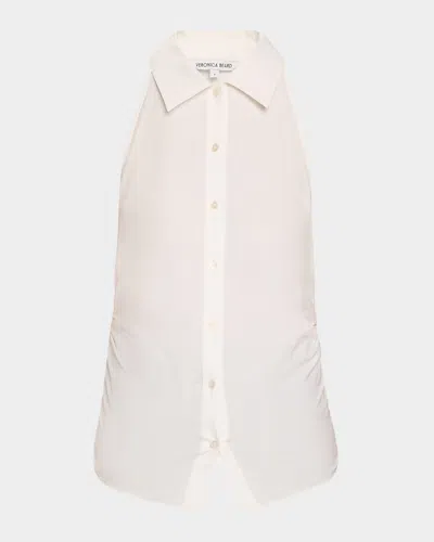 Veronica Beard Regina Sleeveless Button-front Shirt In White