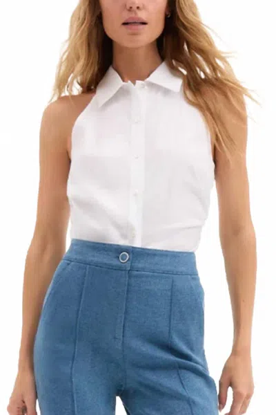 VERONICA BEARD REGINA SLEEVELESS SHIRT IN WHITE