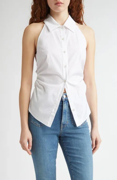 Veronica Beard Regina Sleeveless Shirt In White
