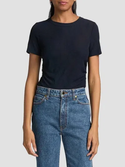 Veronica Beard Remus Ruched T-shirt Top In Navy In Blue