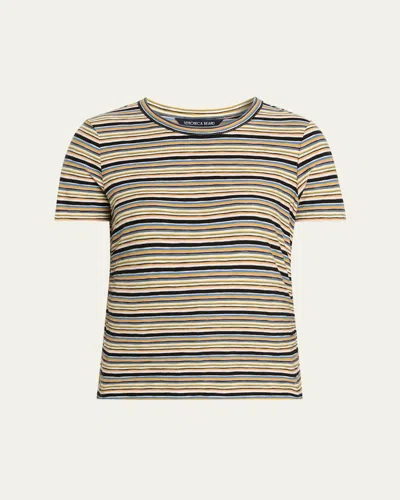 Veronica Beard Remus Striped Crewneck Tee In Multi