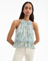Veronica Beard Renee Pleated Halter Top In Blue