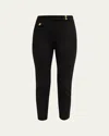 Veronica Beard Renzo Straight Crop Pants In Black With Gold Buttons