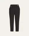 Veronica Beard Renzo Embossed Button Detail Trousers In Black With Silver Buttons
