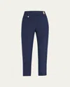 Veronica Beard Renzo High-rise Slim Cropped Pants In Navy With Gold Buttons