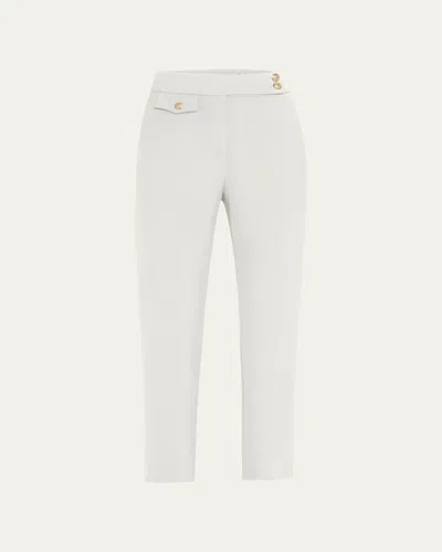 Veronica Beard Renzo Straight Crop Pants In Off White With Gold Buttons