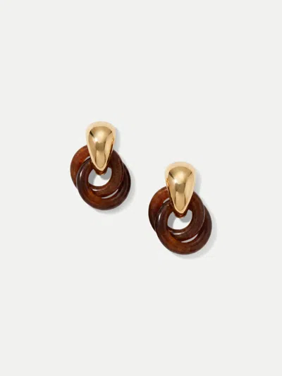 Veronica Beard Resin Link Drop Hoop Earring Gold Brown In Gold/brown