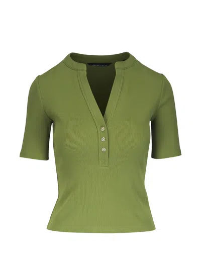 Veronica Beard Reubian Cactus Henley Top In Green
