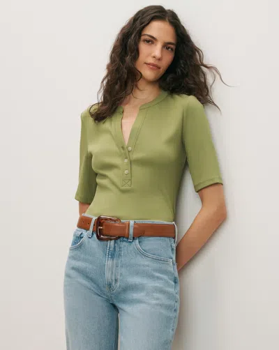 Veronica Beard Reubian Henley T-shirt In Green