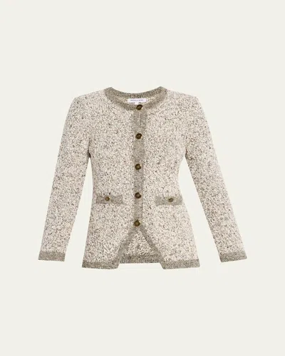Veronica Beard Rexton Slim Cardigan In Dove Multi