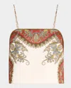 Veronica Beard Rhea Paisley Cropped Tank Top In Dovered Multi