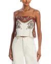 Veronica Beard Rhea Paisley Cropped Tank Top In Dove Red Multi
