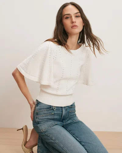 Veronica Beard Rhennan Pointelle Knit Top In White