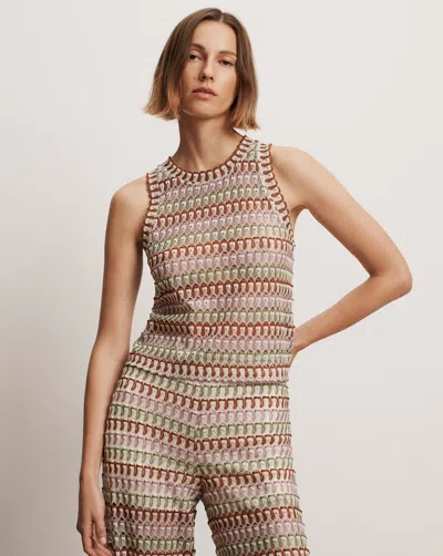 Veronica Beard Rhett Crochet Tank Top In Multi