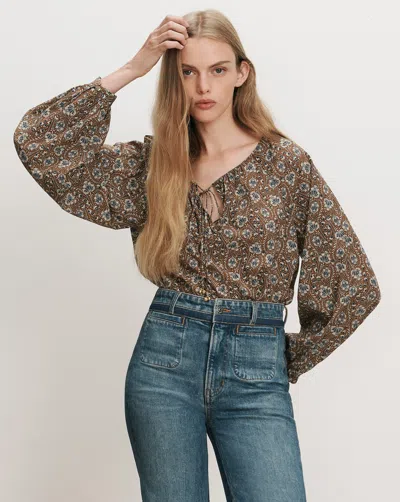 Veronica Beard Rhosen Floral Blouse In Acorn Multi