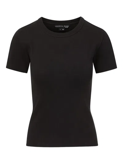 Veronica Beard Ribbed Crew-neck T-shirt In Black