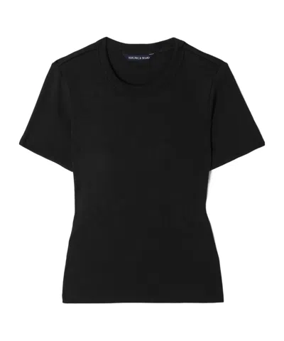 Veronica Beard Ribbed Crew-neck T-shirt In Black