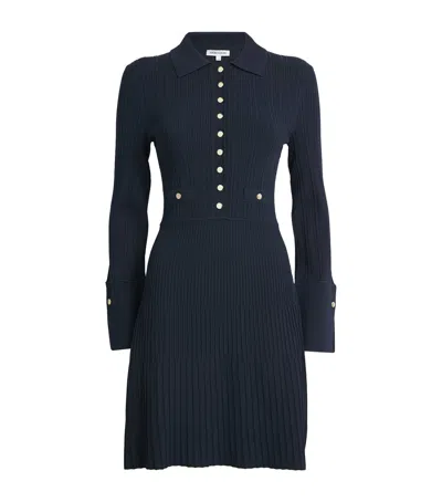 Veronica Beard Lauper Ribbed-knit Mini Dress In Blue