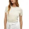 Veronica Beard Ribbed Short Sleeve Tee In Limestone In Neutral