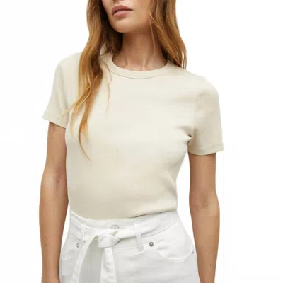 Veronica Beard Ribbed Short Sleeve Tee In Limestone In Neutral