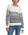 Veronica Beard Rielly Stripe Crewneck Sweater In White