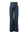 Veronica Beard Rimini Pinstripe Linen Blend Wide Leg Pants In Green