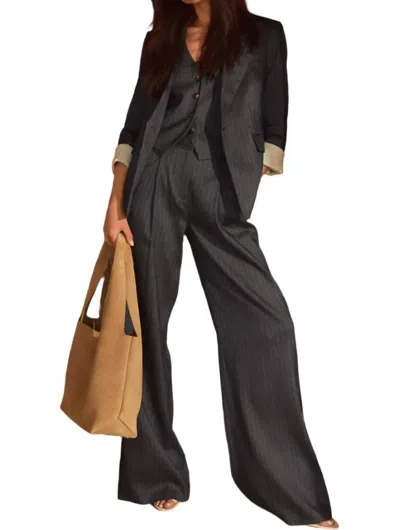 Veronica Beard Rimini Pant In Pinstripe In Black