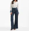 Veronica Beard Rimini Pinstripe Linen Blend Wide Leg Pants In Blue