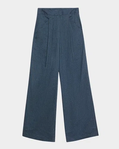 Veronica Beard Rimini Pinstripe Pants In Blue
