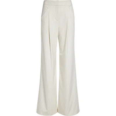 Veronica Beard Rimini Wide Leg Pinstripe Pants In White