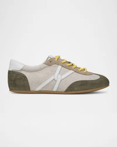 Veronica Beard Riviera Low-top Suede Sneakers In Sand/stone Army