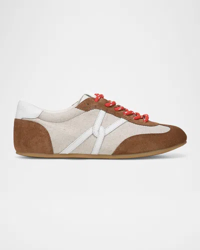 Veronica Beard Riviera Low-top Suede Sneakers In Sand/hazelwood