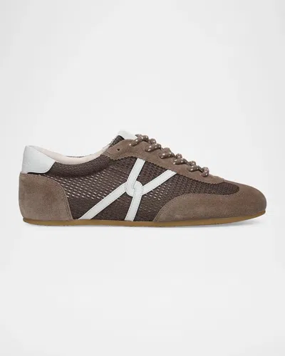 Veronica Beard Riviera Mesh And Leather Low-top Sneakers In Multi