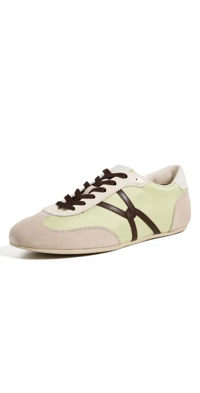 VERONICA BEARD RIVIERA NYLON SNEAKERS PISTACHIO/DK BROWN