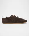 Veronica Beard Riviera Suede Bicolor Retro Sneakers In Brown
