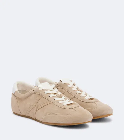 Veronica Beard Riviera Suede Sneakers In Beige