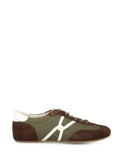 Veronica Beard Riviera Suede-panel Sneakers In Green