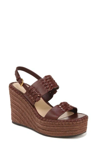 Veronica Beard Riya Woven Leather Wedge Espadrilles In Cedar