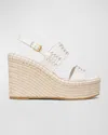 VERONICA BEARD RIYA WOVEN LEATHER WEDGE ESPADRILLES