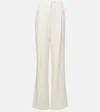 Veronica Beard Robinne Wide Leg Stretch Cotton Pants In White