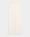 Veronica Beard Robinne Wide Leg Stretch Cotton Pants In Dove