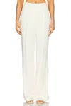 Veronica Beard Robinne Wide Leg Stretch Cotton Pants In White