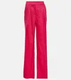 Veronica Beard Robinne Pleated Linen-blend Wide-leg Pants In Pink