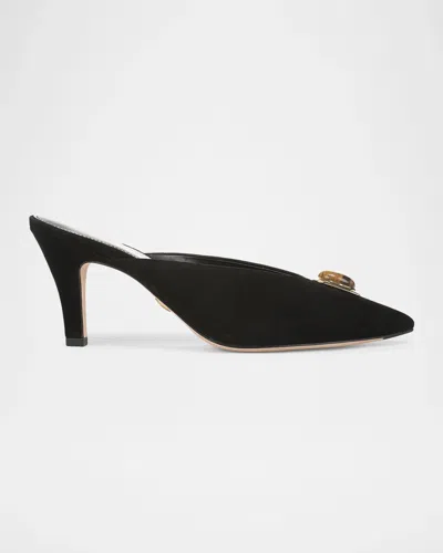 Veronica Beard Rochelle 75mm Suede Mules In Black